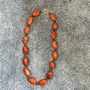 Red Orange Jasper Polished Stone Necklace